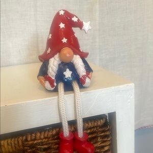 Red and Blue patriotic  Gnome Figurine